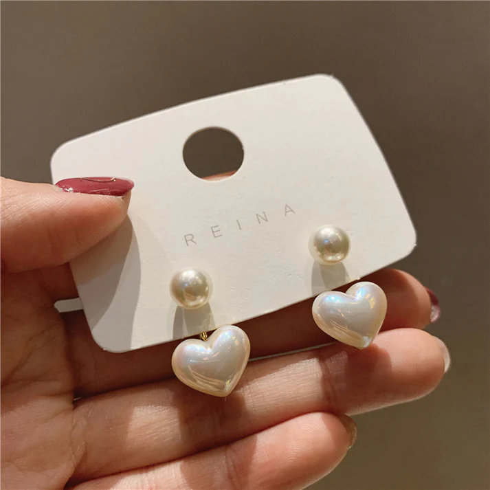 Pearl Cluster Heart - Earrings